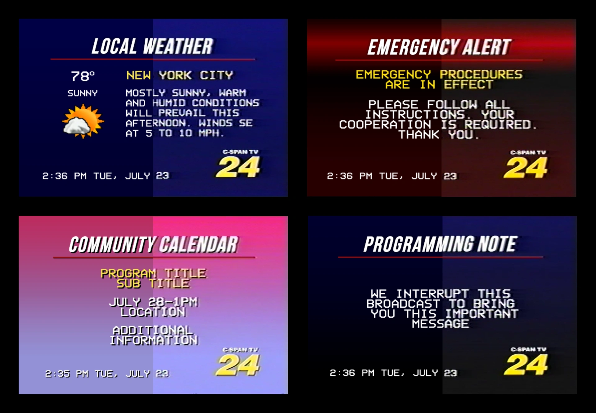 VHS screen variations